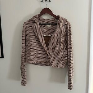 Maeve Black and Cream Patterned Blazer Anthropologie